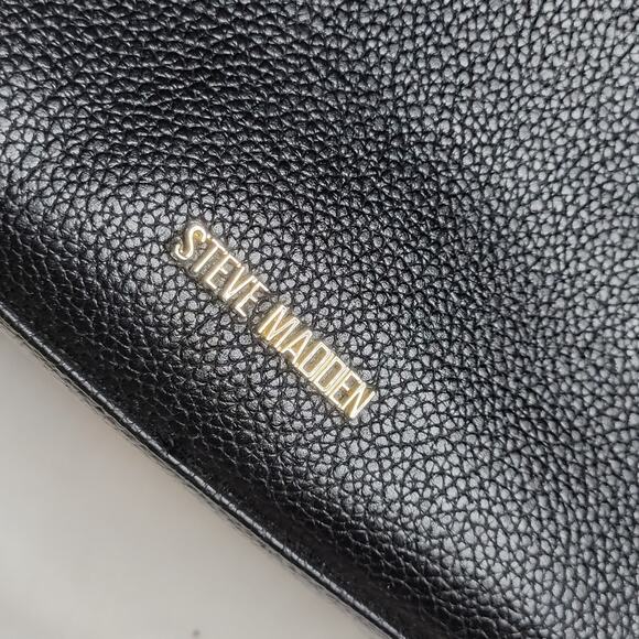 Steve Madden Satchel Purse 3 Compartment Shoulder Bag Black - Picture 11 of 13